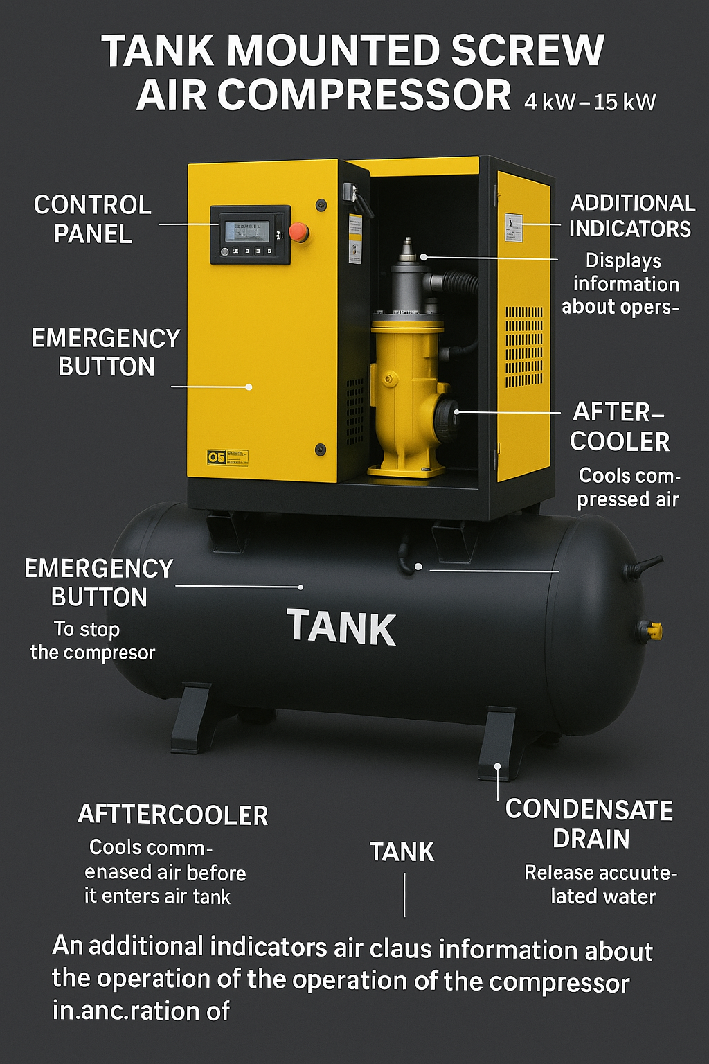 Tank Mounted Screw Air Compressor 4KW – 15KW spare images | prscompressor Spare parts for tank mounted screw air compressor 4KW to 15KW – PRS Compressor
