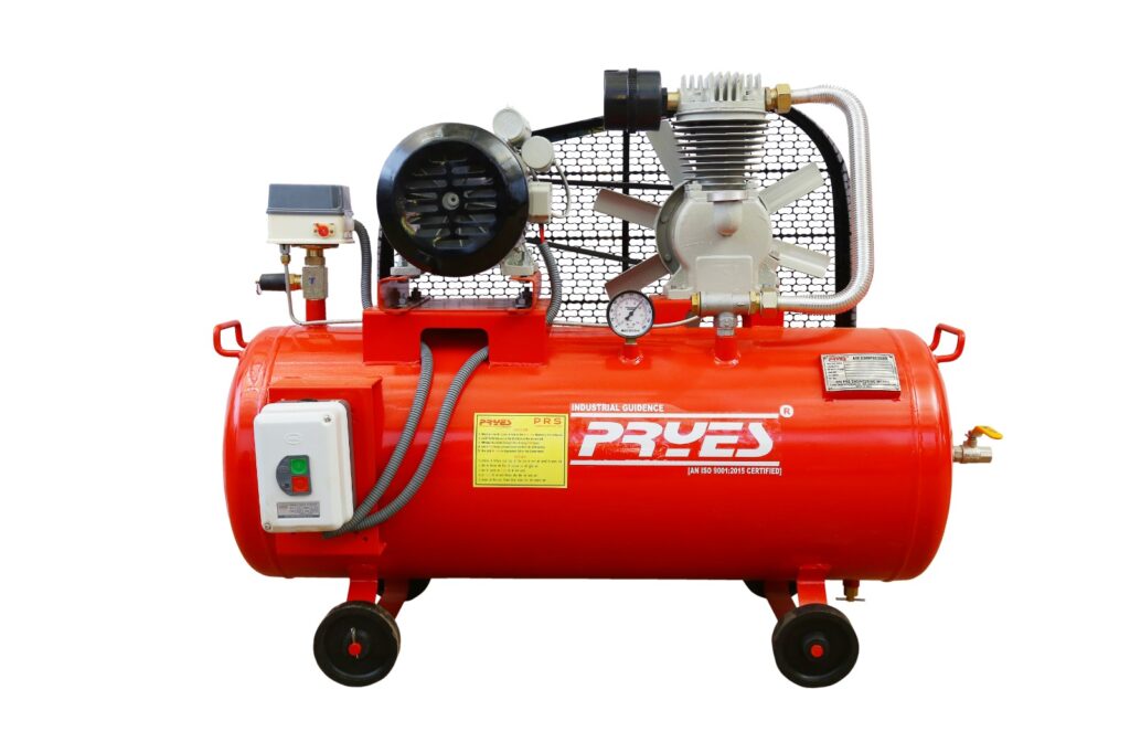PRSCompressors single stage belt driven reciprocating air compressor for industrial air supply and workshop applications