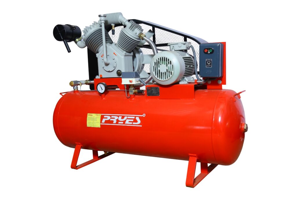 PRSCompressors two stage belt driven reciprocating air compressor for high-pressure industrial applications